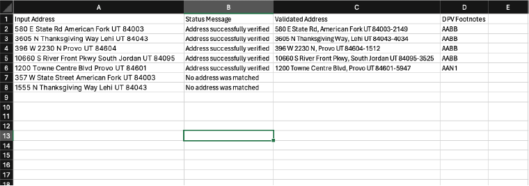 Step 11 for setting up Smarty's address verification Excel plugin